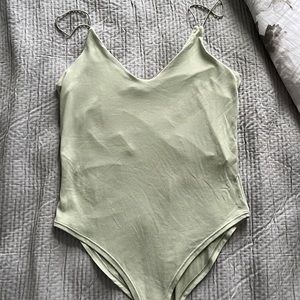 Sage green body suit, lightly worn